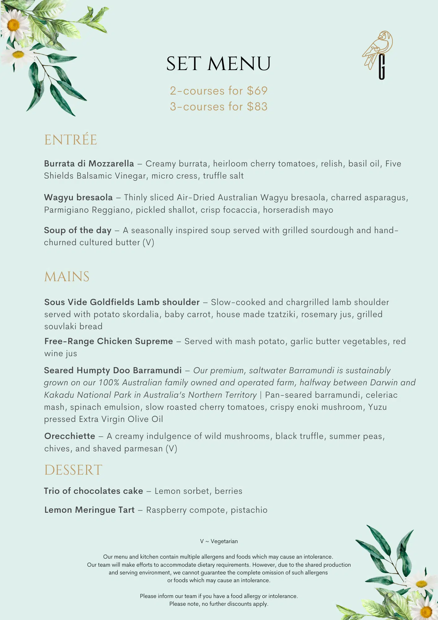 Goldfinch Set Dinner Menu September 2025 Final